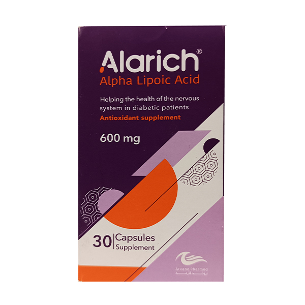 300829-آلاریچ-آلفا-لیپوئیک-اسید-اروند-فارمد-داروکاو (1) آلاریچ آلفا لیپوئیک اسید اروند فارمد 30 کپسول | داروخانه شبانه روزی مهشاد داروکاو