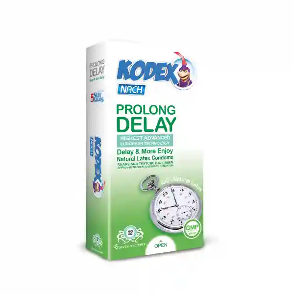 kodex-prolong-delay-12 کاندوم ناچ کودکس مدل PROLONG DELAY بسته 12 عددی