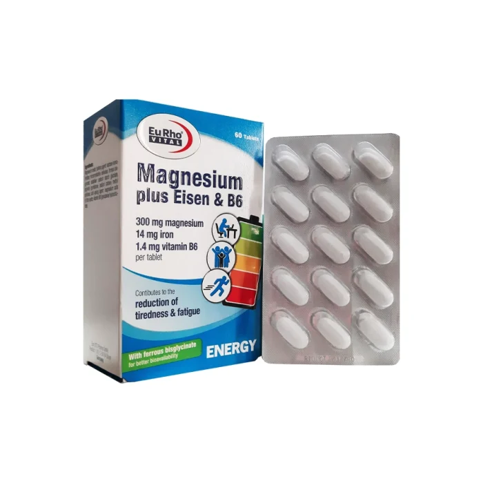 قرص-منیزیم-پلاس-آیزن-و-ویتامین-b6-یوروویتال (5) قرص منیزیم پلاس آیزن و ویتامین B6 یوروویتال 60 عدد | داروخانه شبانه روزی مهشاد | داروکاو | ارسال به سراسر کشور | داروخانه آنلاین | پشتیبانی تخصصی | ارسال روزانه محصولات