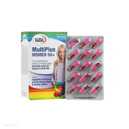 کپسول مولتی پلاس بانوان بالای 50 سال یوروویتال 60 عدد | داروخانه شبانه روزی مهشاد | داروکاو | ارسال به سراسر کشور | داروخانه آنلاین | پشتیبانی تخصصی | ارسال روزانه محصولات